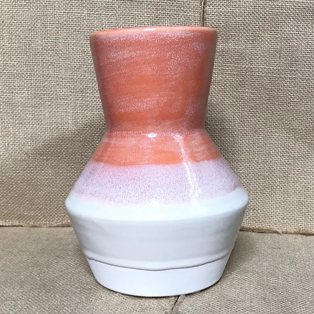 Project 62 Reactive Pottery Vase Orange Pink White Boho Cottage Core Summer